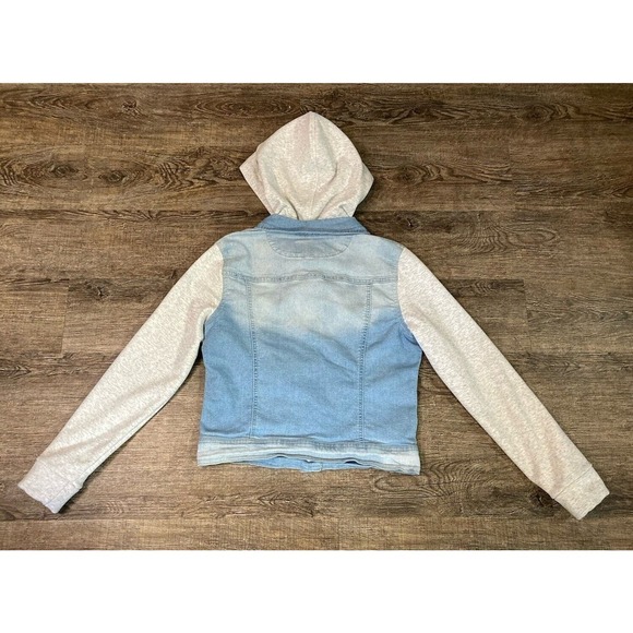 Wallflower The Dreamer Fit Button Up Denim Jacket Hoodie Size M - Picture 10 of 10